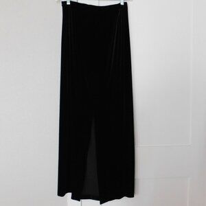 Black Velvet Maxi Skirt Pencil Stretchy Goth Whimsigoth Size 12 Front Slit